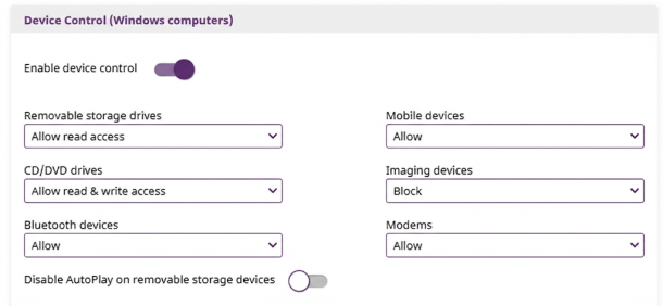 Device control (Windows computers)